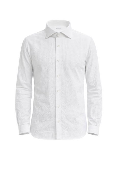 Camicia da uomo Xacus in seersucker bianco