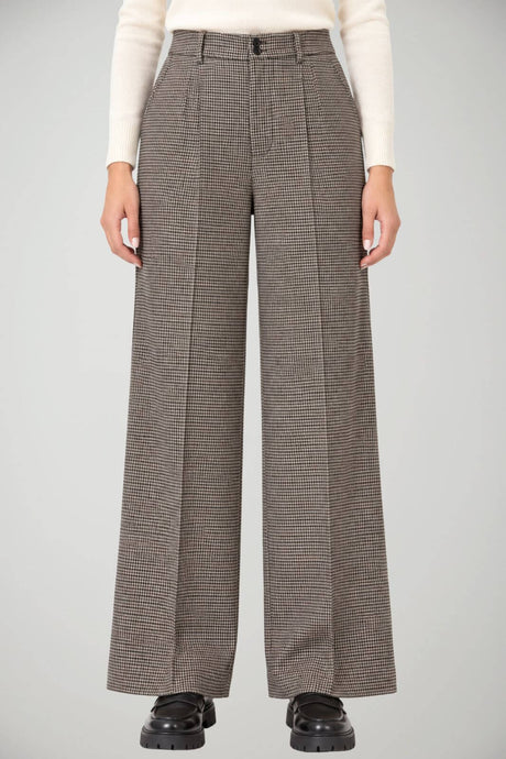 Yerse Pantaloni Donna pied de poule Wide Leg