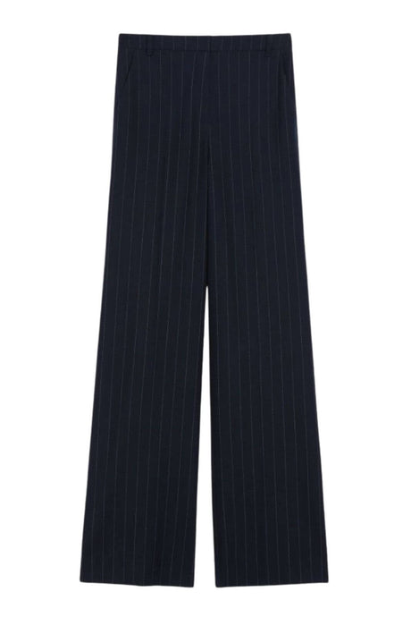 I Blues pantaloni donna gessati vita alta, wide leg, passanti in vita, tasche francesi sui fianchi