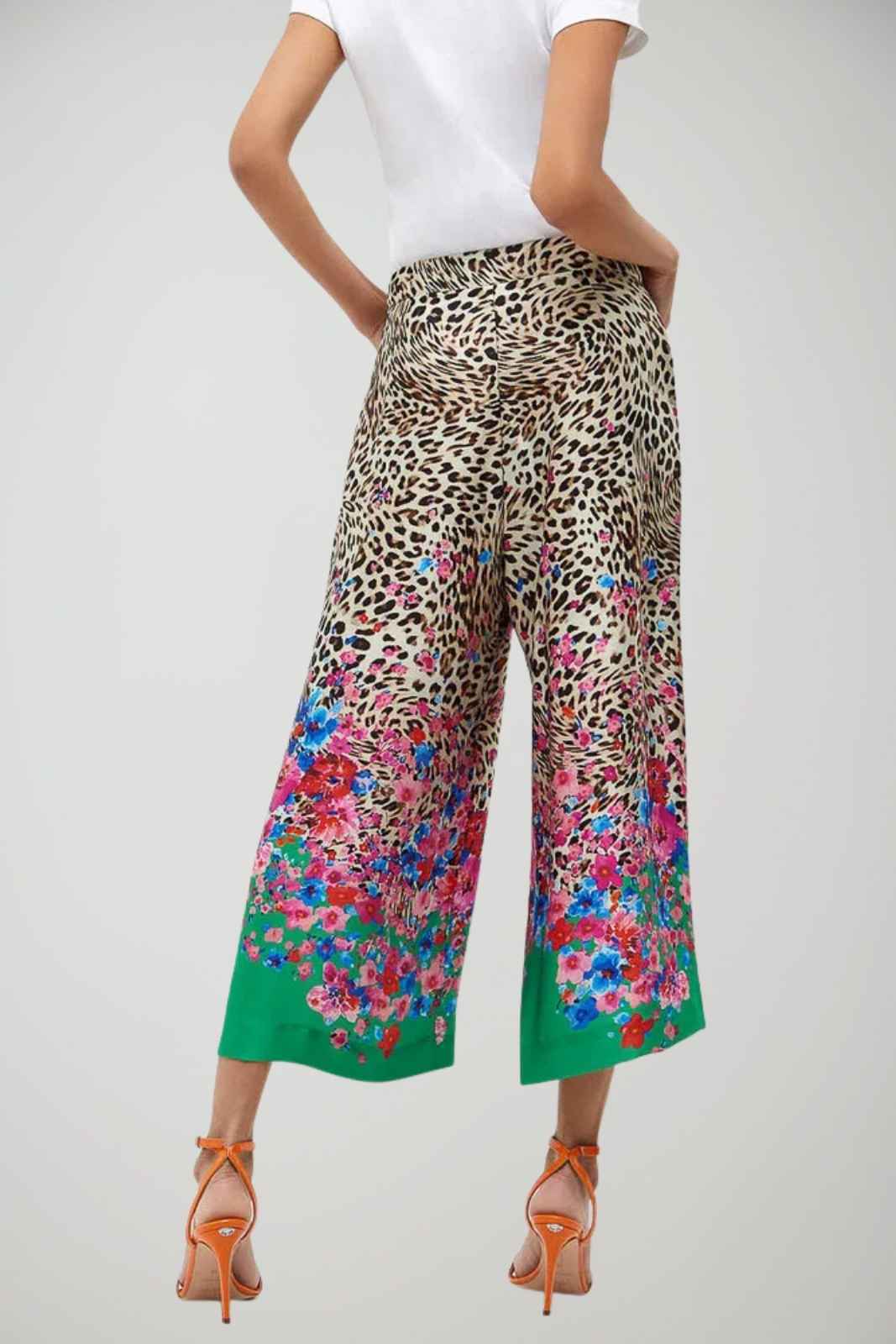 Liu Jo Pantalone Donna Crop con Stampa Animalier e Floreale