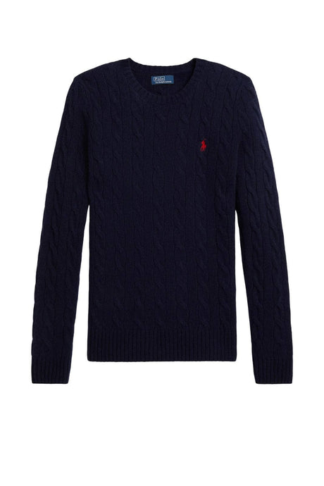 Maglione da donna Polo Ralph Lauren a trecce con logo fronte