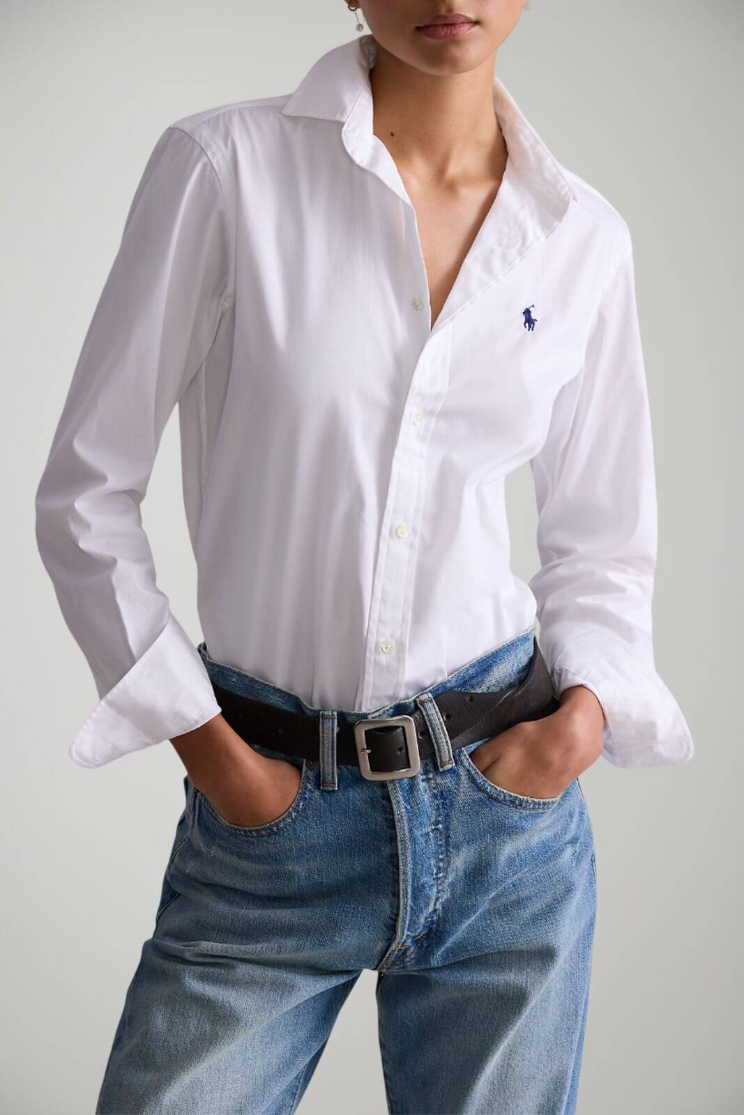 Camicia da donna Polo Ralph Lauren in cotone con logo fronte 1