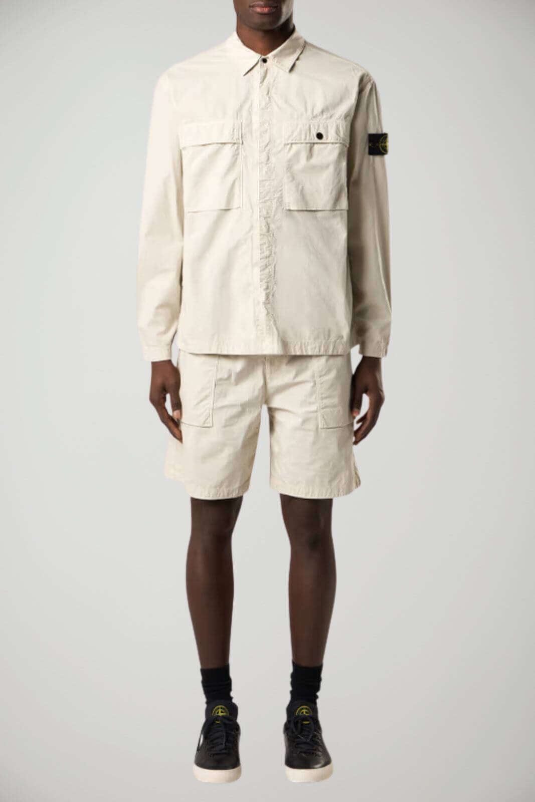 Stone Island men's overshirt in stretch cotton 'parachute' fabric