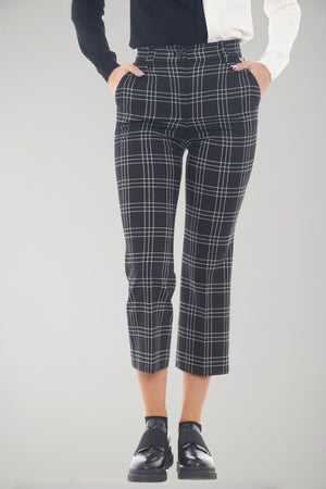 Twinset pantaloni donna a palazzo fantasia check