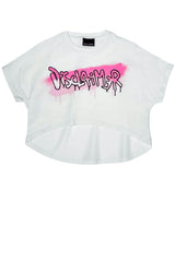 Camiseta corta para mujer con descargo de responsabilidad