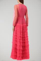 Twinset Women's Long Tulle Dress with Ruffles