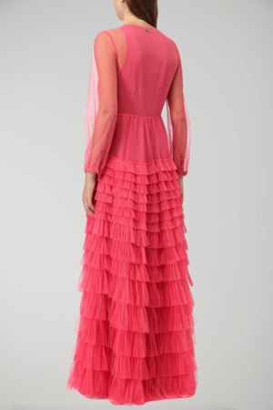 Twinset Women's Long Tulle Dress with Ruffles