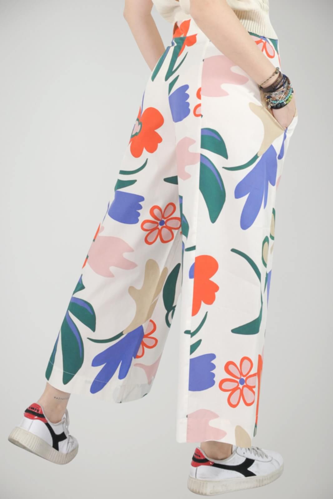 PDR Pantalone Donna cropped stampa floreale
