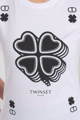Twinset Women's T-Shirt with Four-Leaf Clover Print