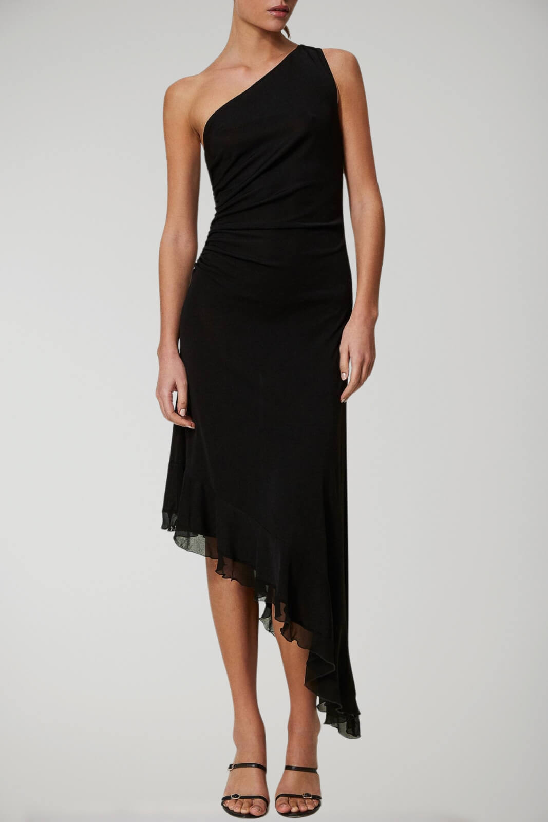 Vestido de un solo hombro con drapeado lateral para mujer de Twinset