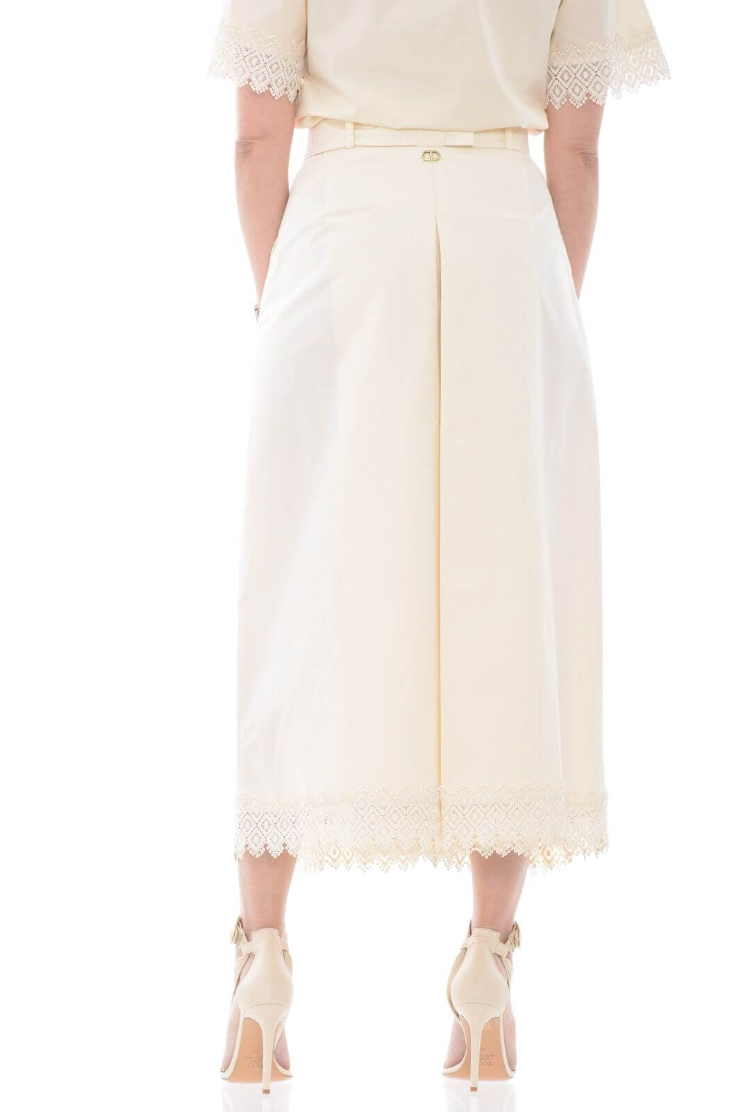 Twinset Milano women's crop trousers with lace