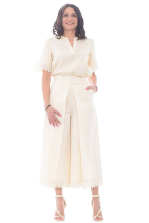 Twinset Milano women's crop trousers with lace