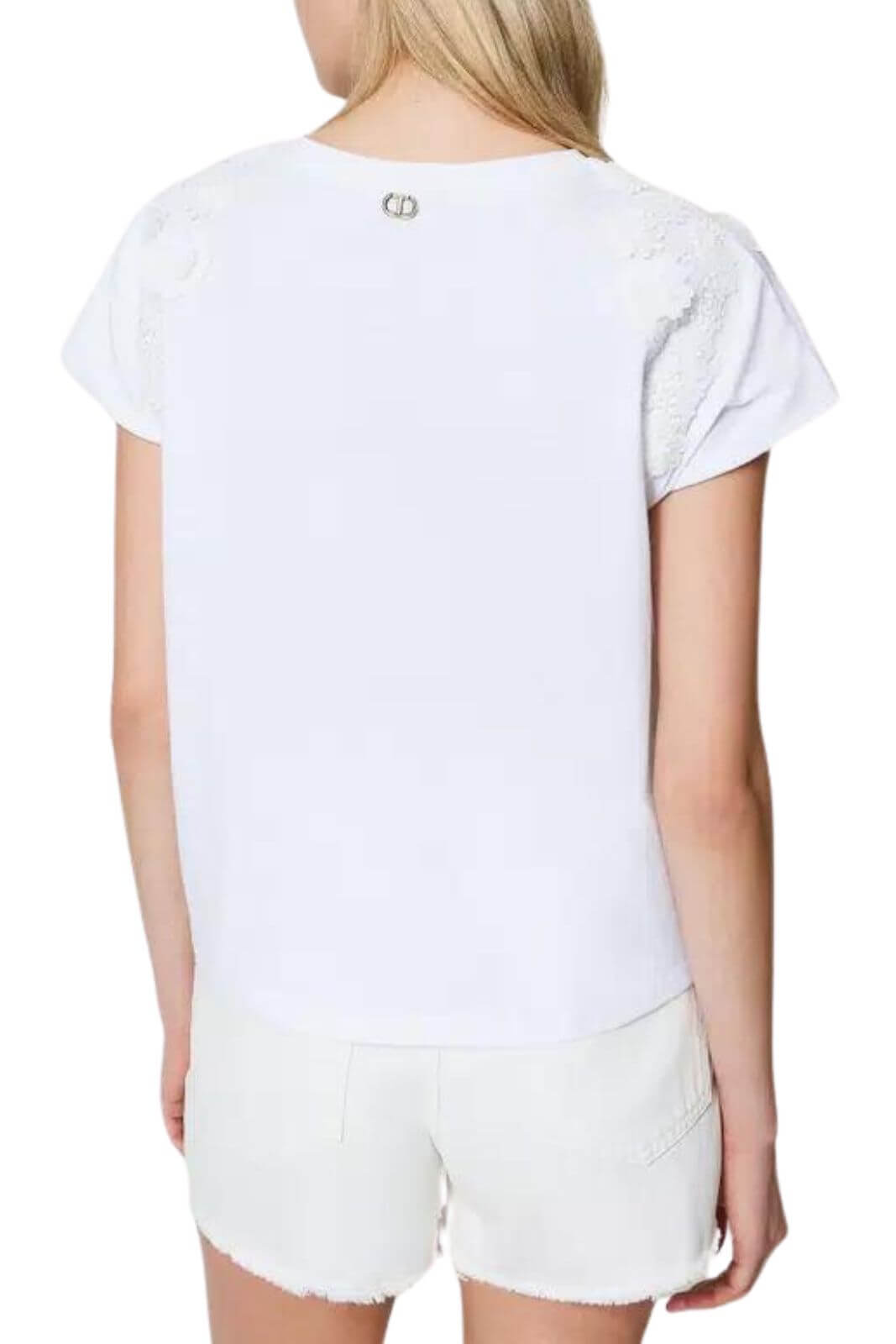 Twinset Milano T Shirt donna con patch floreali