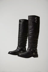 Twinset Milano women's 'Darcy' high leather boots with straps