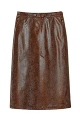 Twinset Milano women's longuette skirt with lizard-effect leather