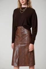 Twinset Milano women's longuette skirt with lizard-effect leather