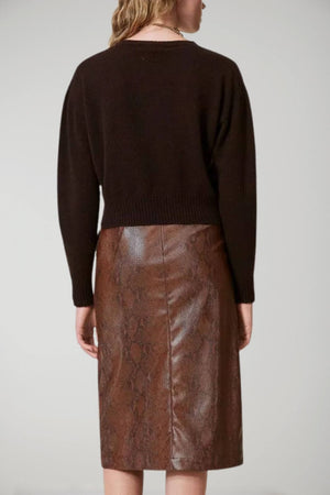Twinset Milano women's longuette skirt with lizard-effect leather