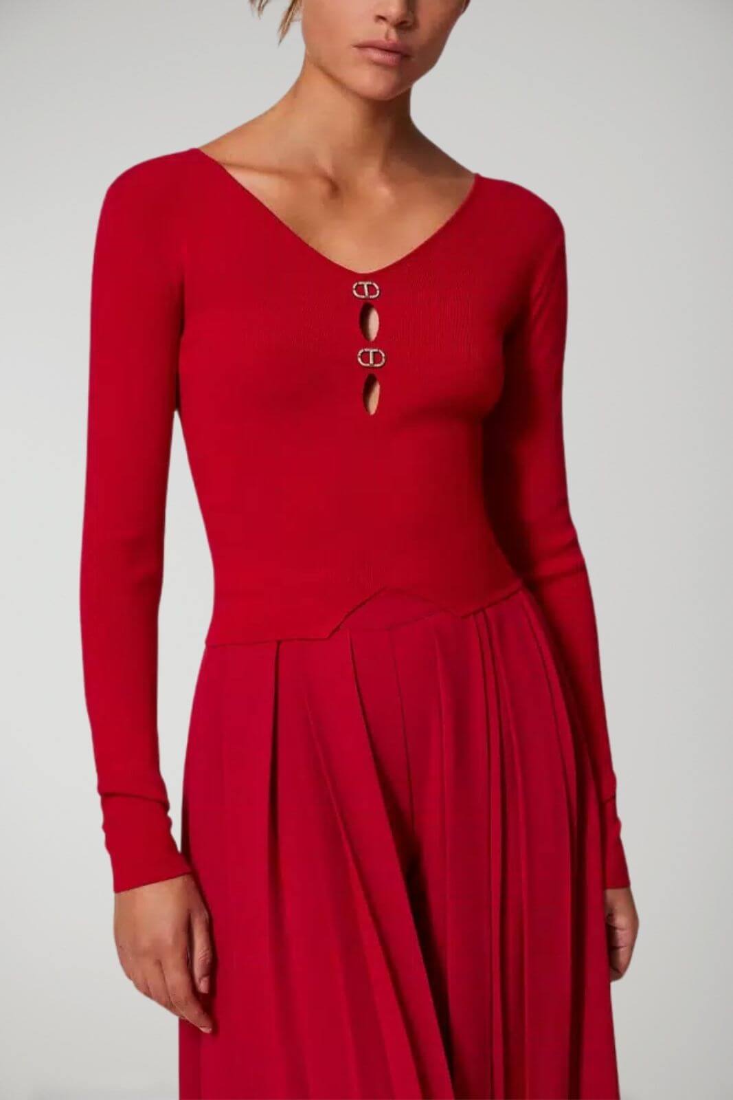 Jersey de mujer Twinset Milano con escote de lágrima doble