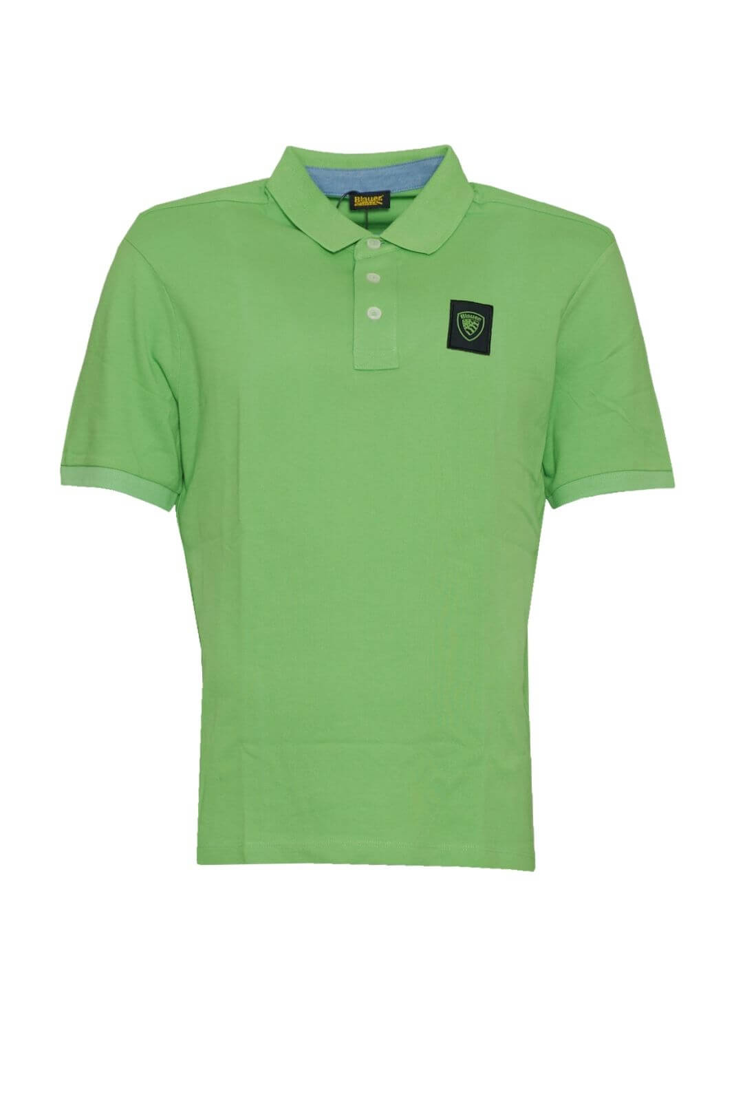 Blauer Polo Uomo in piquet con logopatch