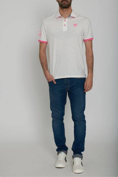 Blauer Polo Uomo con polsini a contrasto