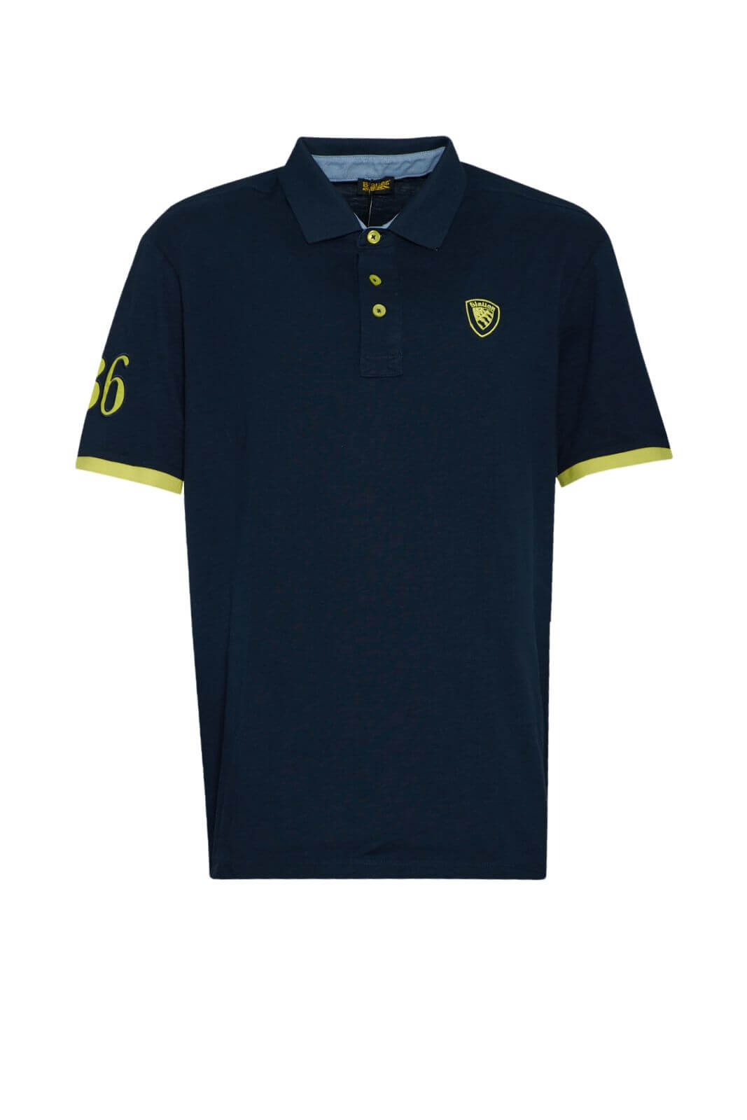 Blauer Polo Uomo con polsini a contrasto
