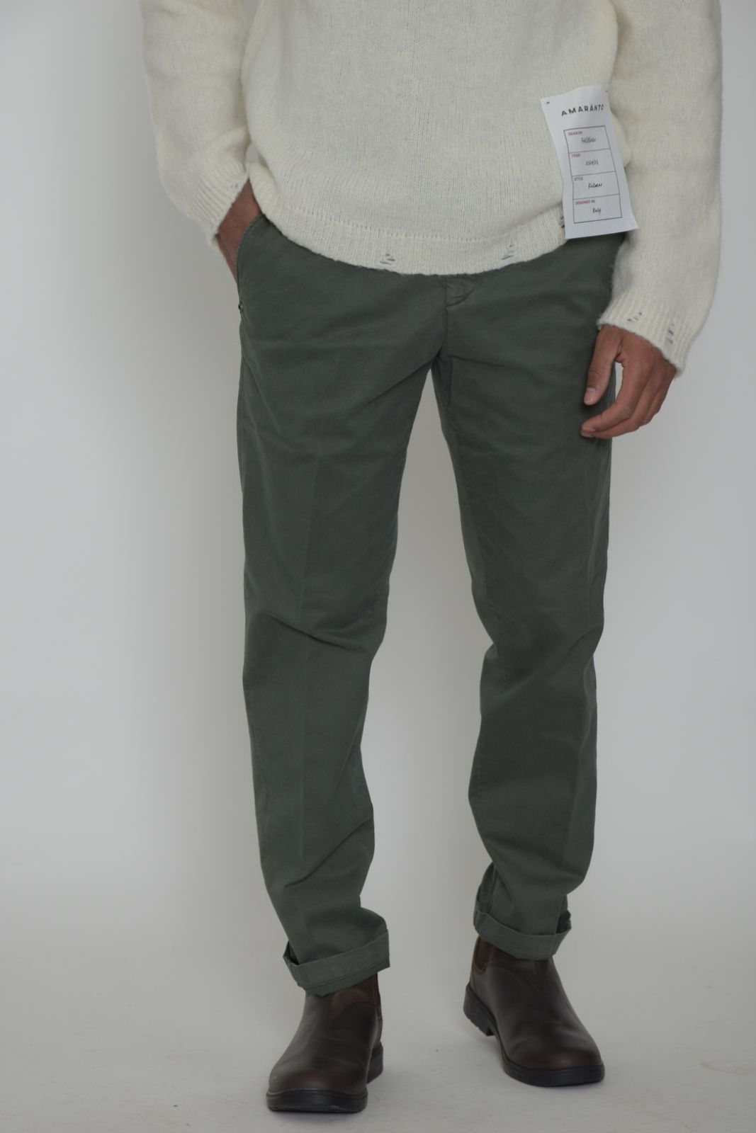 White Sand pantaloni uomo in gabardina
