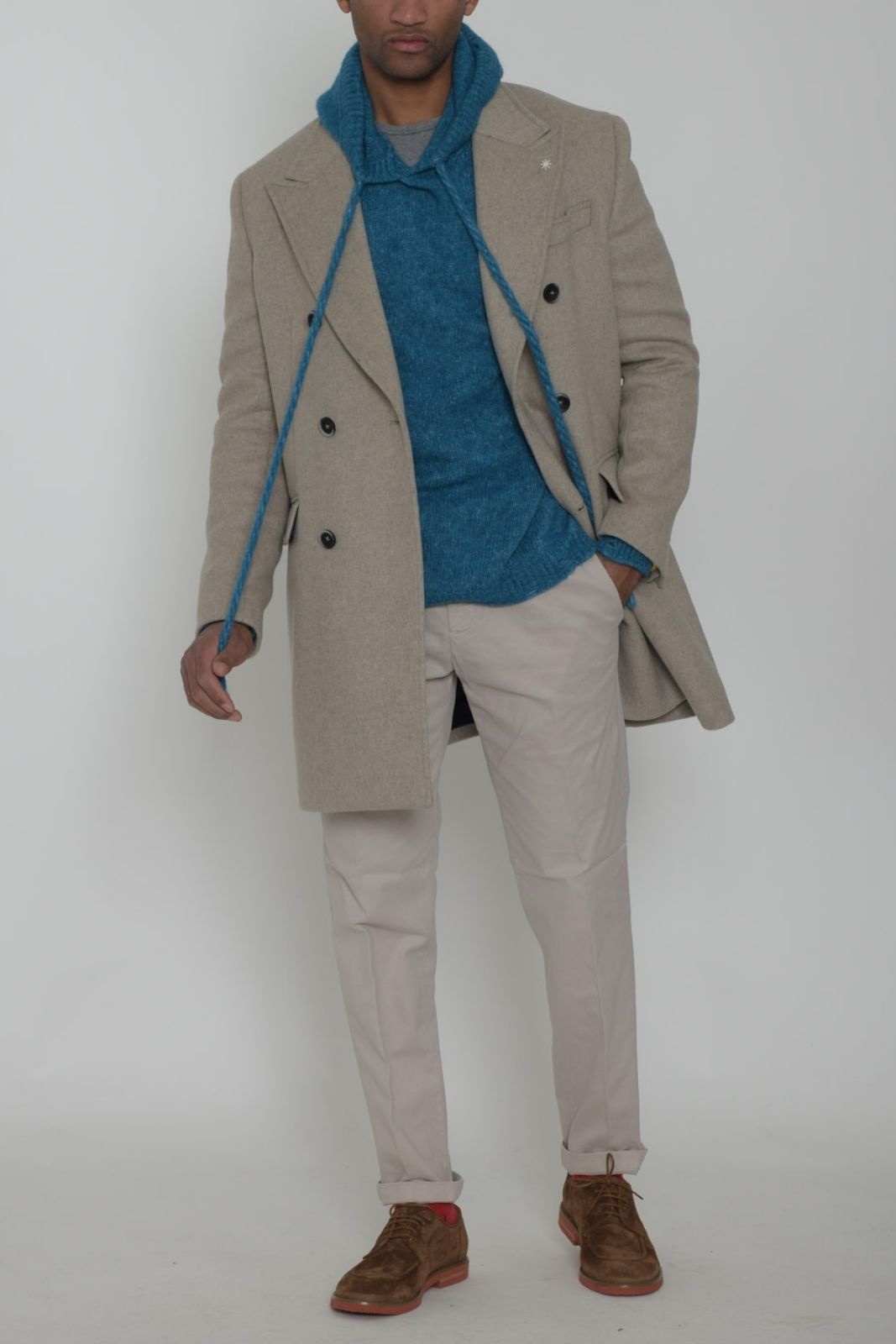 Manuel Ritz men's double-breasted coat in wool blend cloth