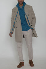 Manuel Ritz men's double-breasted coat in wool blend cloth