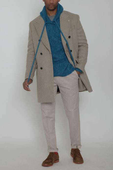 Manuel Ritz men's double-breasted coat in wool blend cloth