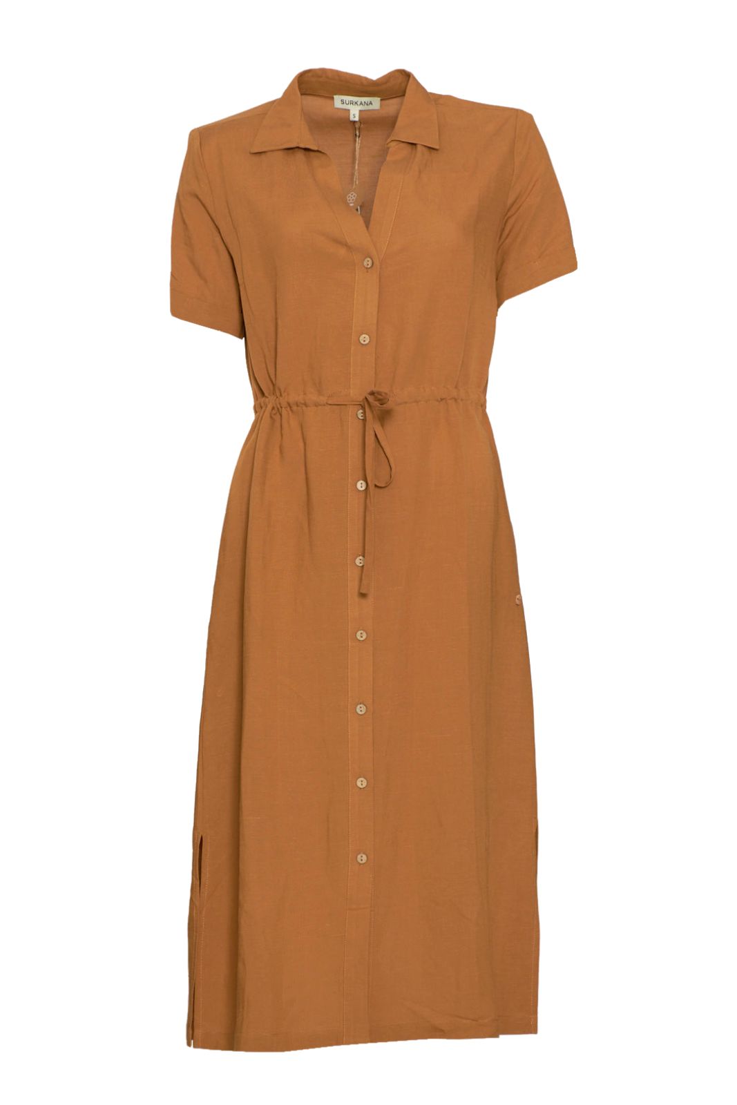 Vestido camisero de mezcla de lino para mujer Surkana