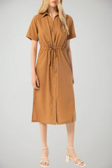 Vestido camisero de mezcla de lino para mujer Surkana
