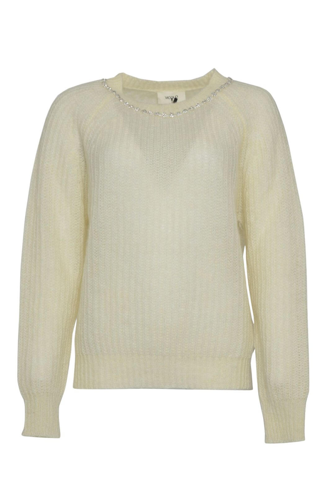 Vicolo women's sweater with rhinestone collar