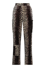 Pantalone donna cargo in velluto stampa animalier fronte