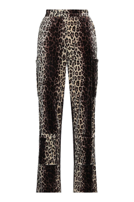 Pantalone donna cargo in velluto stampa animalier fronte