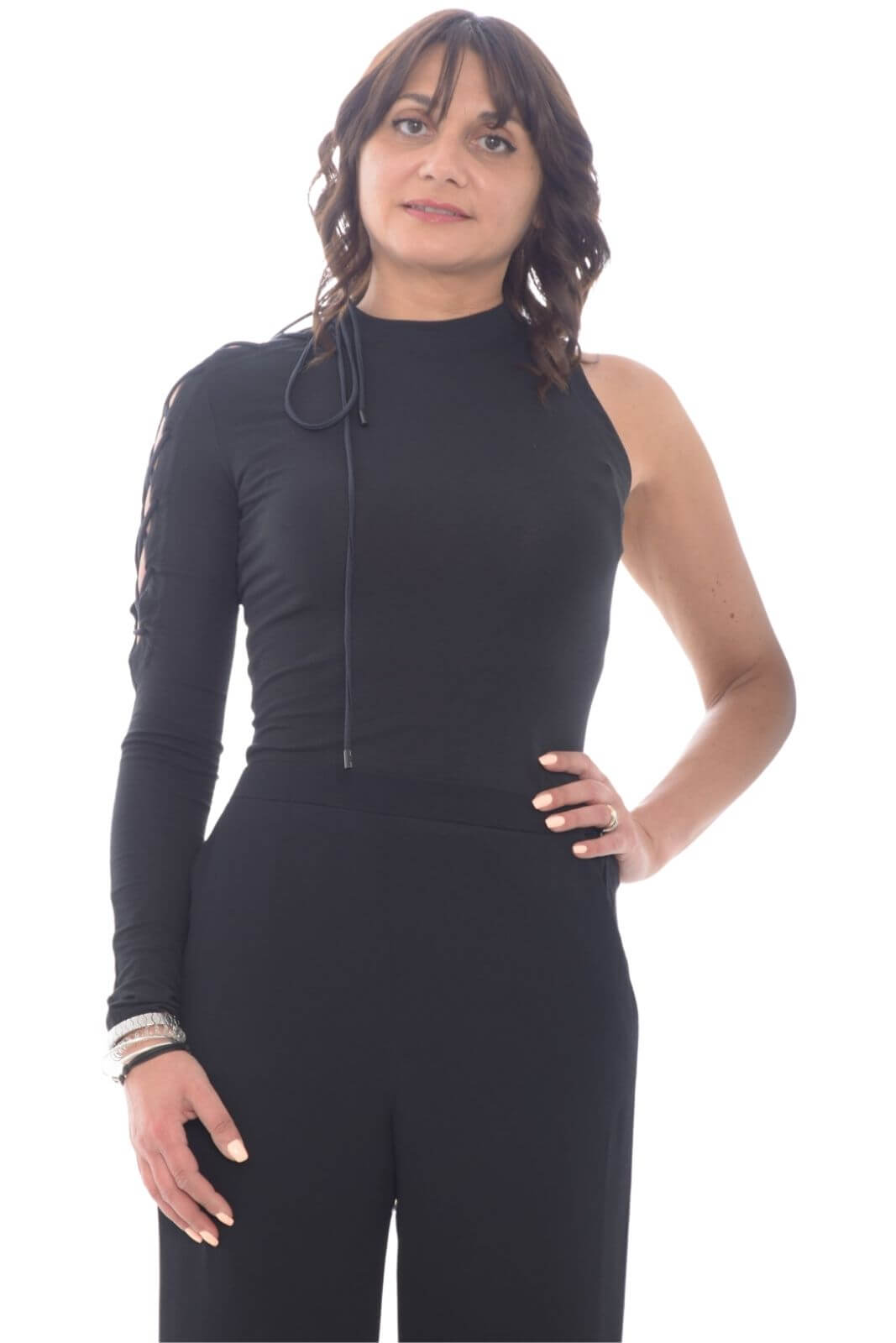 Versace Jeans Couture Camiseta mujer con cierre lateral cruzado
