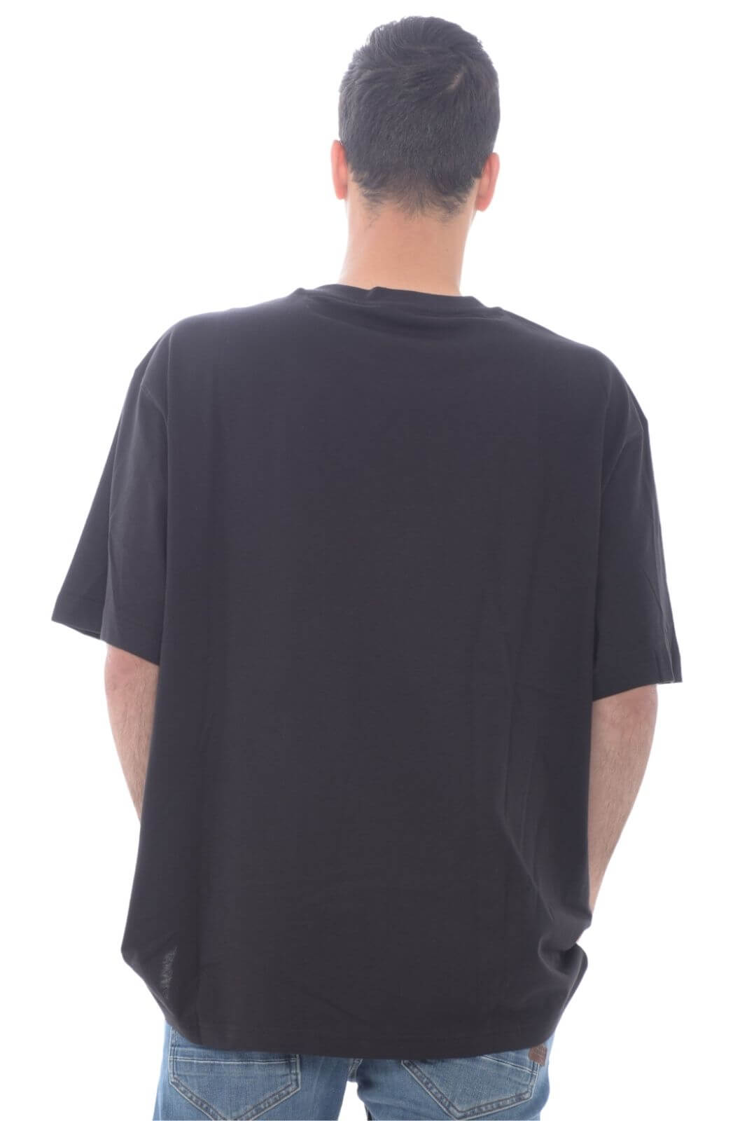 Versace Jeans Couture Camiseta para hombre con emblema en V, ajuste holgado