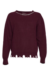 Vicolo Women's Sweater with Rhinestones on the Neck