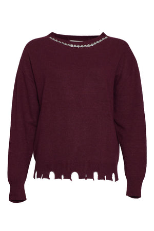 Vicolo Women's Sweater with Rhinestones on the Neck