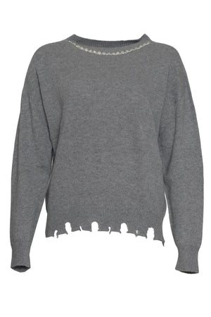 Vicolo Women's Sweater with Rhinestones on the Neck