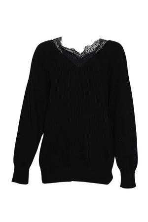 Vicolo Women's V-Neck Lace Sweater