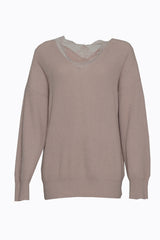 Vicolo Women's V-Neck Lace Sweater