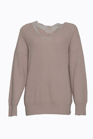 Vicolo Women's V-Neck Lace Sweater