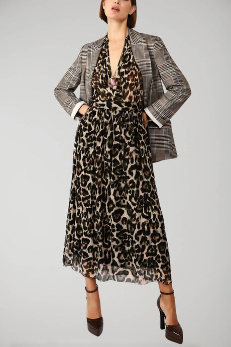 Dixie Women's Animal Print Dress with Bishop Sleeves