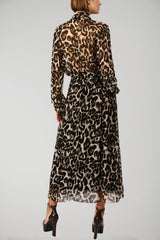 Dixie Women's Animal Print Dress with Bishop Sleeves