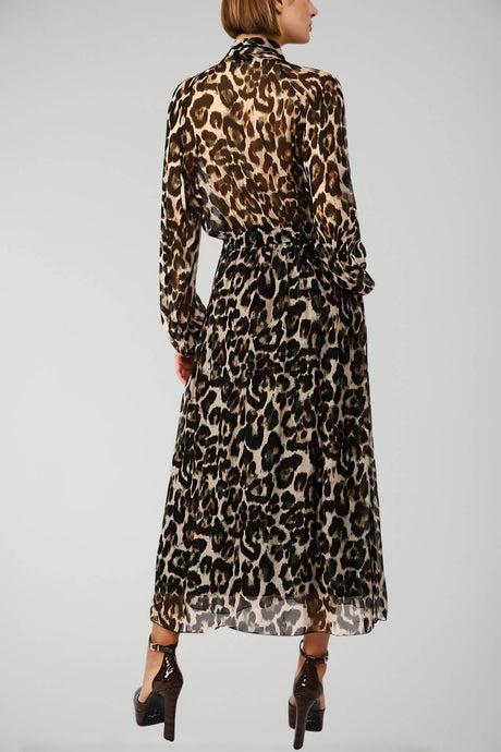Dixie Women's Animal Print Dress with Bishop Sleeves