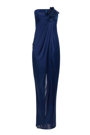 Elisabetta Franchi women's dress in shiny jersey with embroidered flower