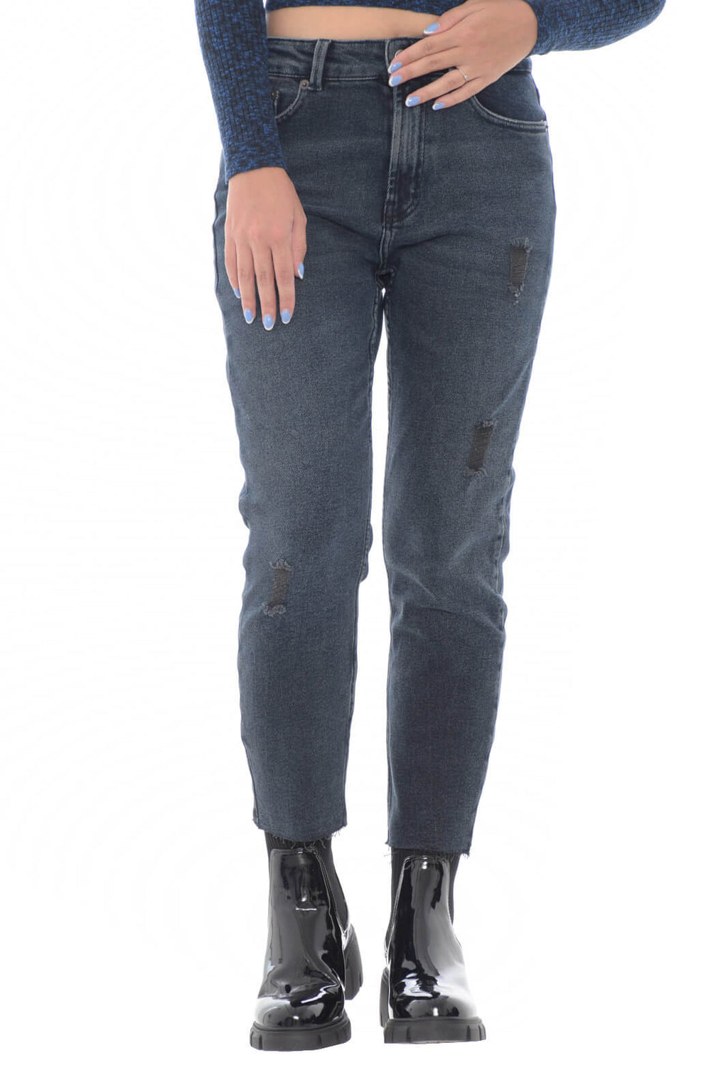 Jeans donna slim strappi moda glamour toppe strappi donna jeans made in  italy