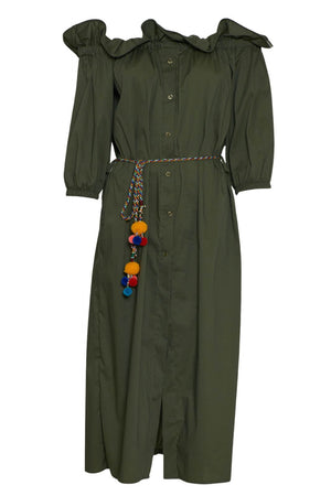 Dixie Women's Shirt Dress with Ruffles at the Neck