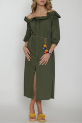 Dixie Women's Shirt Dress with Ruffles at the Neck
