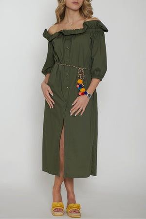 Dixie Women's Shirt Dress with Ruffles at the Neck